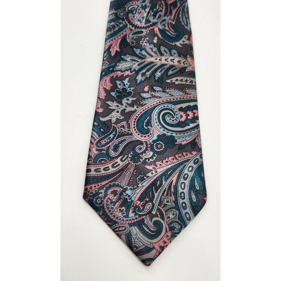 Vintage Westchester Classics Men's Paisley Tie Necktie Pink Blue Gray - Picture 9 of 10